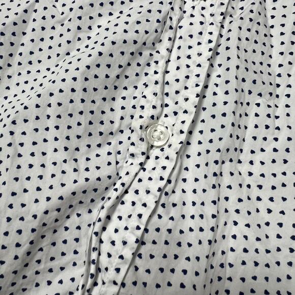 Frank & Eileen EILEEN Heart Print Relaxed Button Up Shirt SIZE XS Navy White - Picture 11 of 12